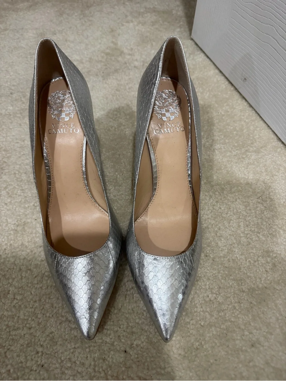Vince Camuto Metallic Silver Pointed-Toe Pumps